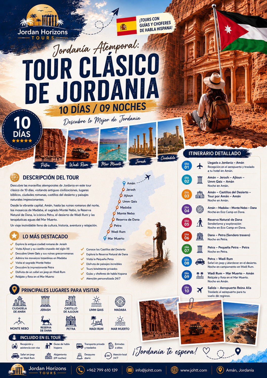 Itinerario de la gira clásica de Jordan de 10 días